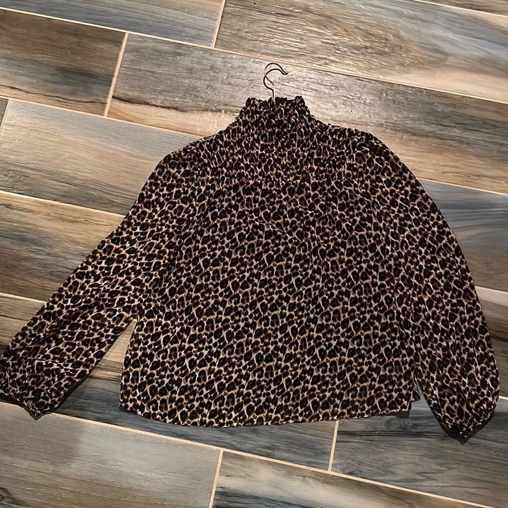 Cheetah mock neck blouse